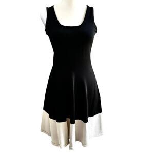 Rachel Roy Black White Knit A-Line Fit Flare Sundress Small Sleeveless Stretch